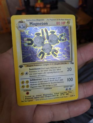Pokémon Card Magneton 1st Edition Fossil Holo Foil 11/62 Moderate Play