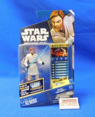 Obi - Wan Kenobi Cw40 Figure Star Wars The Clone Wars 2010 Hasbro On Card