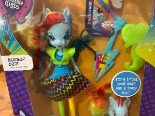My Little Pony Rainbow Rocks Rainbow Dash Doll RARE MLP Set 2