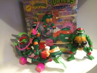 Vintage 1989 Tmnt Cheapskate 2 With Michelangelo And Raphael Ninja Turtles W Box