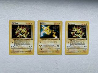 Pikachu,  Electabuzz Pokemon Cards Black Star Promo The First Movie Stamped