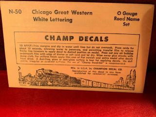 O Gauge Champ Decals N - 50 Chicago Great Western Complete Set In Package