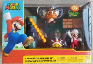 Nintendo Mario Lava Castle Diorama Play Set 2.  5 " Figure -