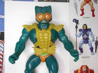 Vintage Masters of the Universe He - man figur,  MER - MAN,  1981 TAIWAN,  8 BACK CARD,  WOW 3