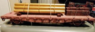 O Scale Lionel Sp Flat Car With A Custom Built Load.  Weathered And Detailed.