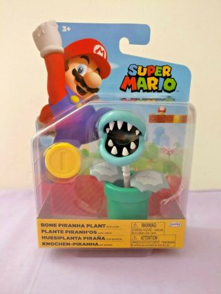 Jakks World Of Nintendo Mario Bros Bone Piranha Plant 4 " Action Figure
