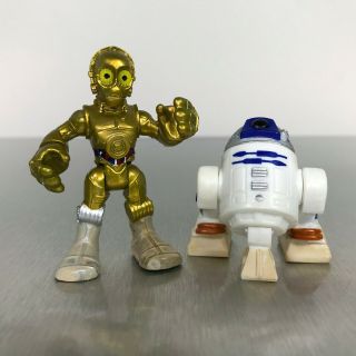 Playskool Star Wars Galactic Heroes C - 3po & R2 - D2 Figures With Tatooine Sand