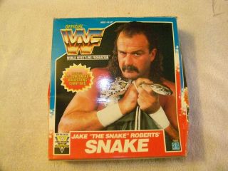 Wwf Wwe 1991 Vintage Jake The Snake Roberts Rubber Snake With Bag And Box