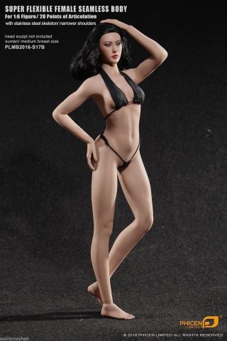 Tbleague 1/6 12 " Female Flexible Seamless Suntan Medium Bust Figure Body S17b