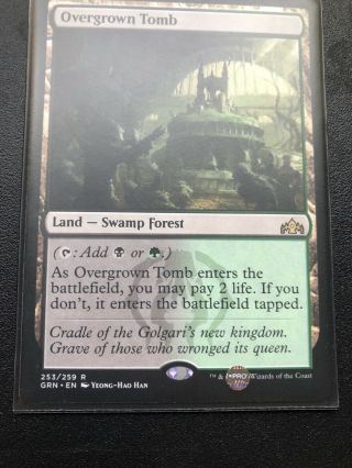 Mtg Overgrown Tomb X 1 - Guilds Of Ravnica - Rare Duel Land - Nm