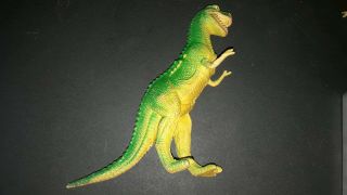Vintage 1985 Imperial Green Yellow 7 " T - Rex Tyrannosaurus Dinosaur Figure