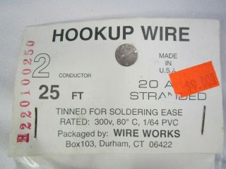 N scale Wire Works: HOOK UP WIRE,  25 ' roll of 2 Conductor,  20 AWG,  stranded 2