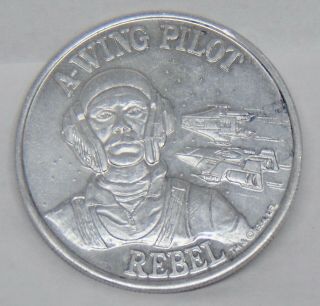 Vintage 1984 Kenner Star Wars Power Of The Force A - Wing Pilot Coin Last 17
