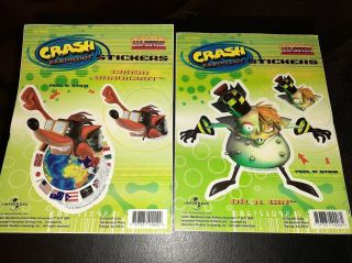 2 Large - 1999 Crash Bandicoot Stickers Car Tattoo Crash & Dr.  N.  Gin Rare