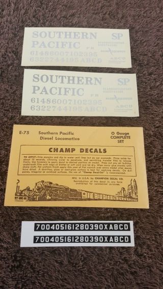 Champ Decals O Gauge E - 75 Southern Pacific Diesel Locomotive Set