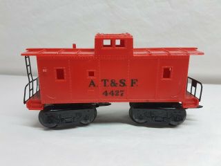 Marx 4427 027 Scale A.  T.  &s.  F Red Caboose Vintage 1950s Train Track Cast Wheels