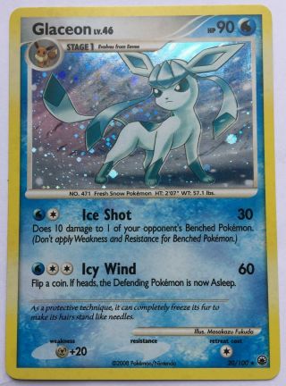 Pokemon Glaceon Lv.  46 Majestic Dawn 20/100 Holo - Foil Rare Tcg Lightly Played Lp