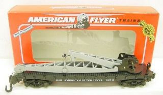 American Flyer 6 - 49009 S Scale American Flyer Lines Flatcar With Derrick Ln/box