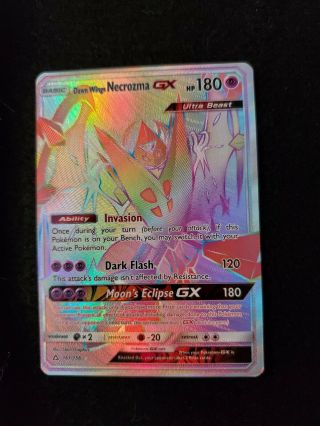 Pokemon Card Rainbow Secret Rare Dawn Wings Necrozma Gx 161/156 Full Art Holo