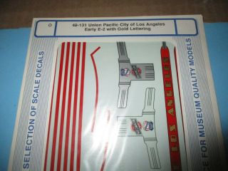 O Scale Microscale Decals 48 - 131 Union Pacific City Of Los Angeles E - 2 Gold Let