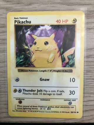 Pikachu 58/102 Shadowless Base Set Pokemon