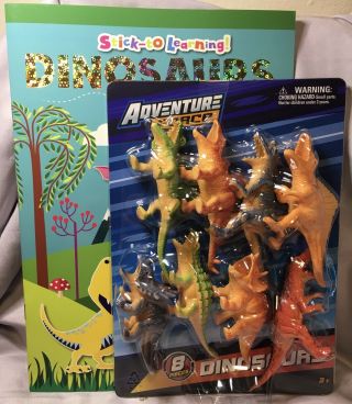 Dinosaur Sticker Book With 8 Adventure Force Dinosaur Toy 