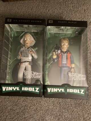 Back To The Future Vinyl Idol Set Marty Mcfly Doc Brown Open Box For Display