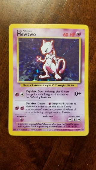 Pokemon Card Mewtwo Base Set Holo Foil 10/102 -