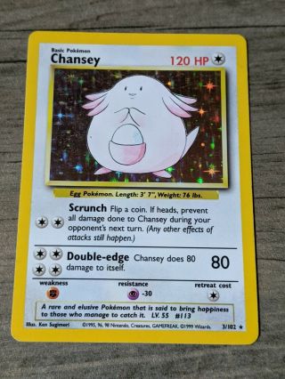 Chansey - 3/102 - 1999 Base Set - Pokemon Card - Holo Rare