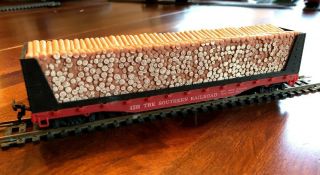 Vintage Tyco Ho Scale Train Car The Southern Railroad Flat Car Log Hauler 4365