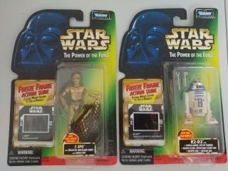 Star Wars Potf Freeze Frame Green Card Action Figures R2 - D2 C - 3po