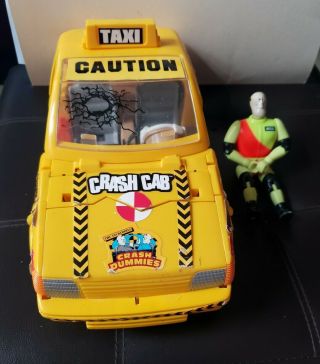 Vintage Crash Dummies By Tyco: Yellow Crash Cab Car 1991 With Crash Dummy