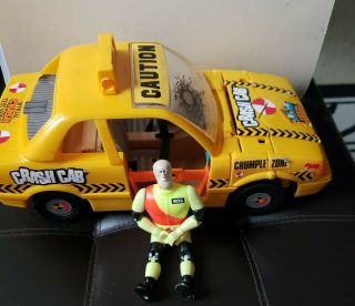 Vintage Crash Dummies by TYCO: Yellow Crash Cab Car 1991 with Crash Dummy 2