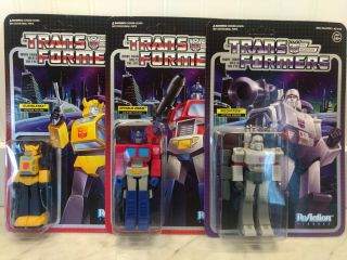 Set Of 3 Different Transformers Action Figures Optimus Prime Megatron Bumblebee