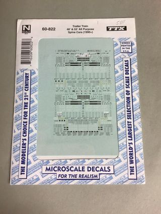 Microscale Decal N Scale 60 - 822: Trailer Train 48’ & 53’ Spine Cars Partial 2 - 4