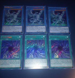 Yugioh 3x Blue - Eyes Chaos Max Dragon,  3x Chaos Form Secret Rare Mvp1 - Ens04