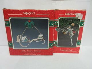 Enesco Bundle Of 2 Ornaments: All Eye Want For Christmas & Sneaking A Peak