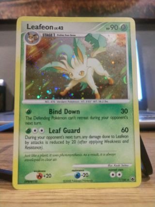 Pokémon Tcg Leafeon (holo Rare) Pokemon D&p Majestic Dawn Card 7/100 Lp