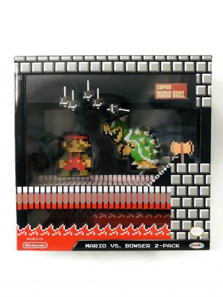 World Of Nintendo Mario Bros.  8 Bit Mario Vs Bowser 2 Pack Diorama