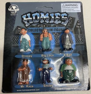 Homies - Series 1 Rare Complete Set Of 6 Collectible Mini Figures Logotel 2000