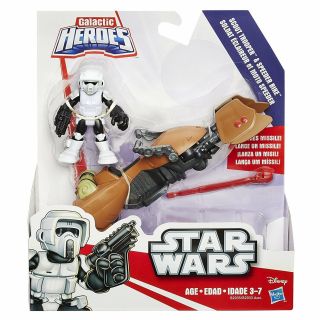 Star Wars Galactic Heroes Deluxe Scout Trooper With Speeder Bike Hasbro