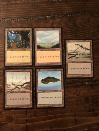 Korean 4th Edition Fbb Lands Magic The Gathering Forest Swamp X 2 Island Plains