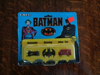 Batman Ertl Micro Size 1989 Batmobile Batwing Joker Van Bt1