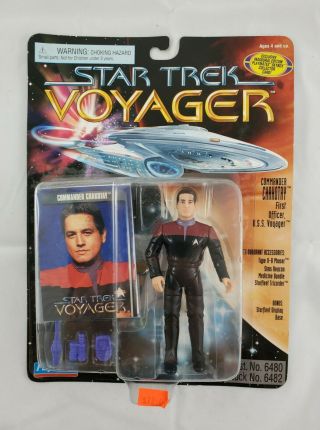 Star Trek Voyager Commander Chakotay Playmates 1995 Action Figure & Card 6482