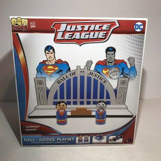 Pin Mate Justice League Hall Of Justice Playset Superman Bizarro Wooden Figures