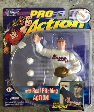 1998 Starting Lineup Pro Action Greg Maddox Atlanta Braves Baseball Nib