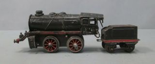 Vintage O Gauge European Style 0 - 4 - 0 Wind - Up Steam Locomotive With Tender