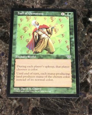 English Mtg Magic The Gathering Green Rare Hall Of Gemstone Mirage Real Picture