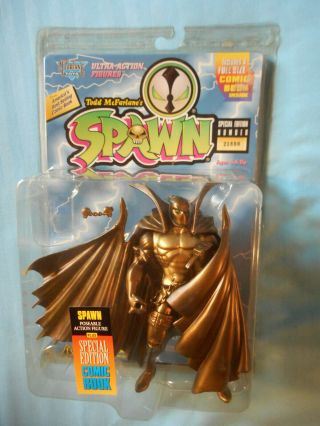 Todd Mcfarlane Gold Spawn Variant Action Figure Mip W/ Comic Book