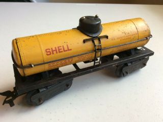 Marx 8 - Wheel Shell Oil Tanker S.  C.  C.  X.  652 With Metal Scissor Coupler 